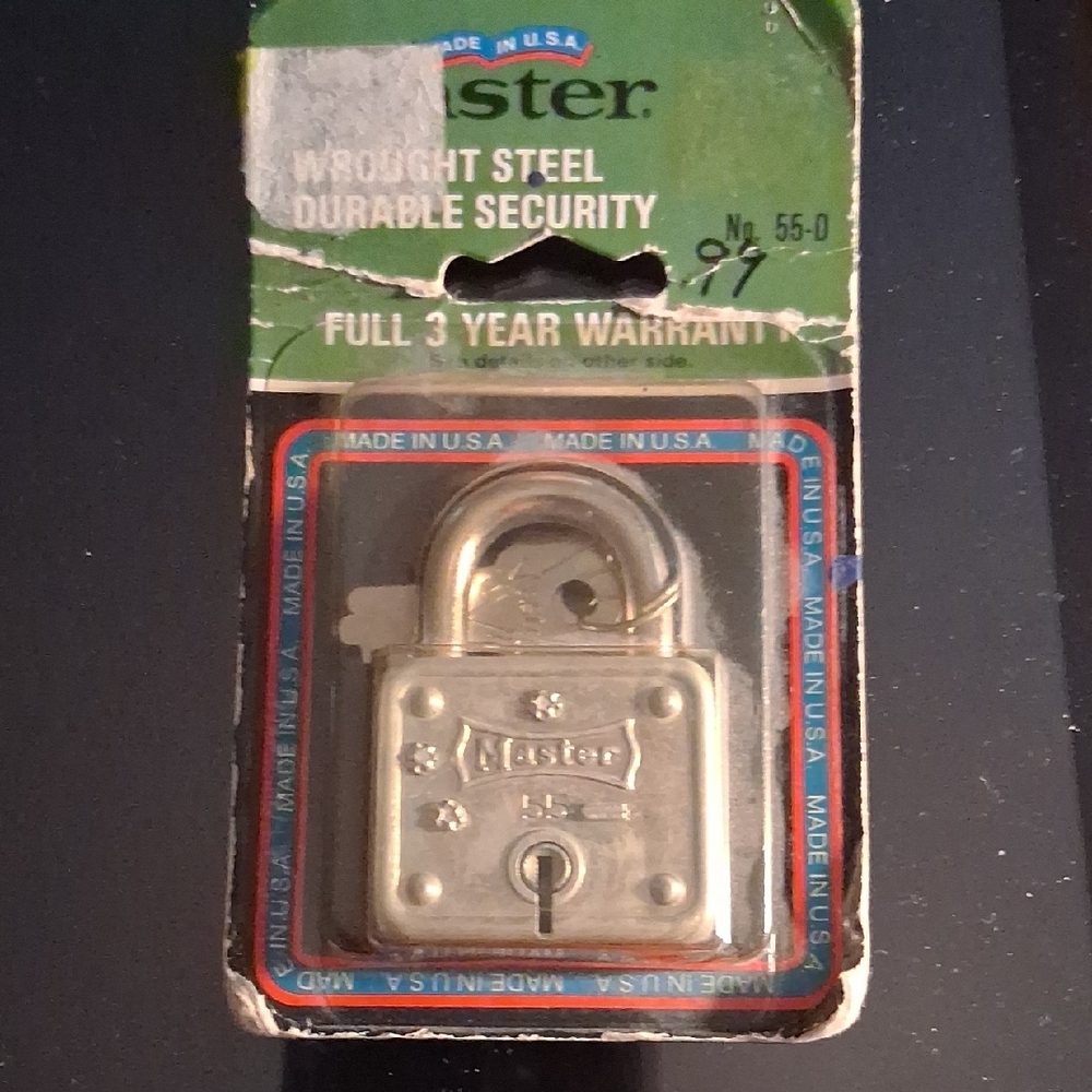 Vintage No#55  Wrought SteelMaster Lock Silver Padlock